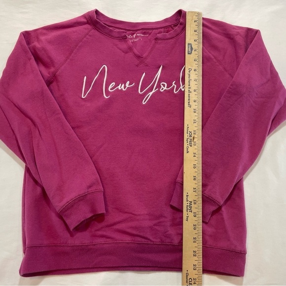 STATE OF MINE New York Embroidered Dark Pink Sweatshirt Small City State Womens - Picture 5 of 8